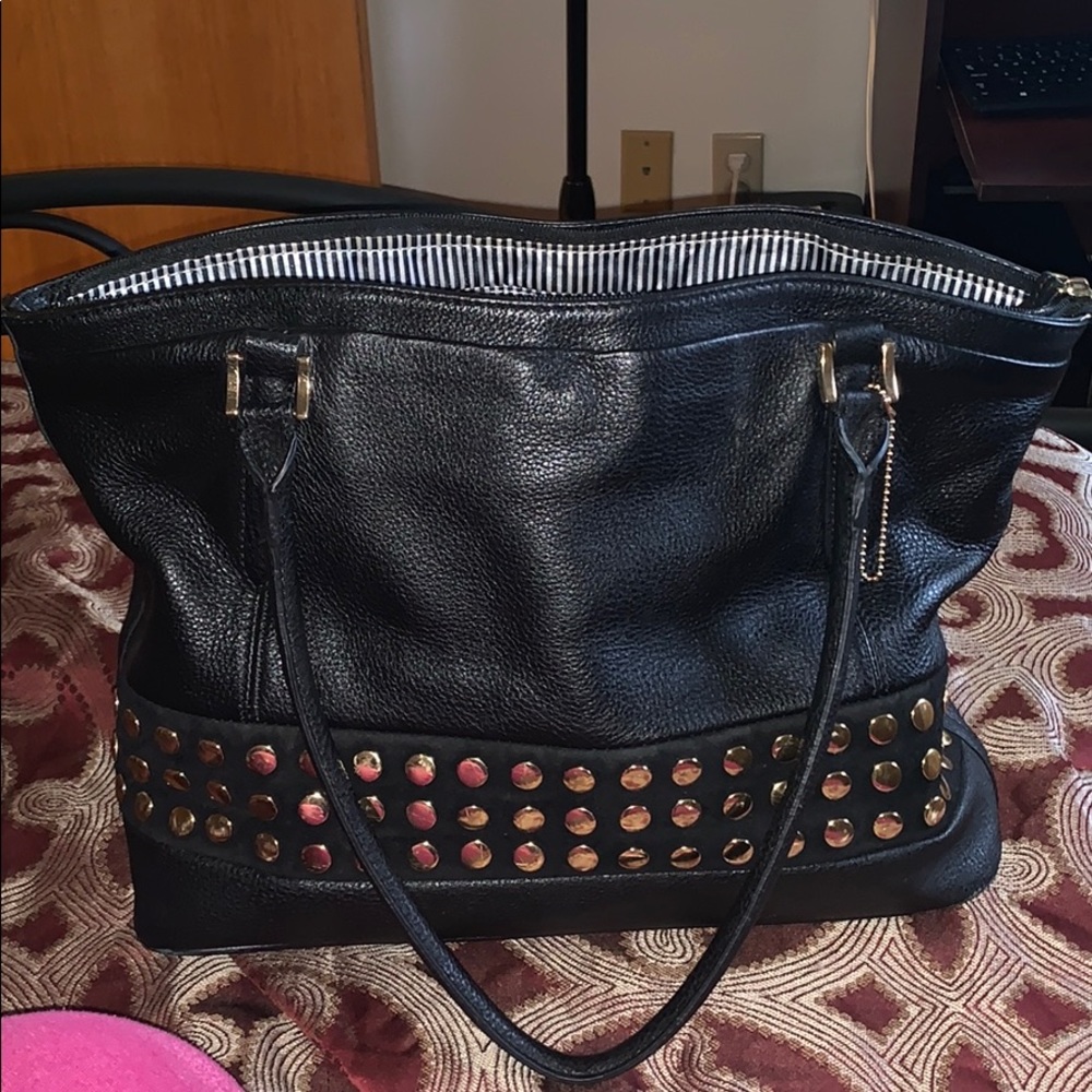 Black and Gold Leather Handbag